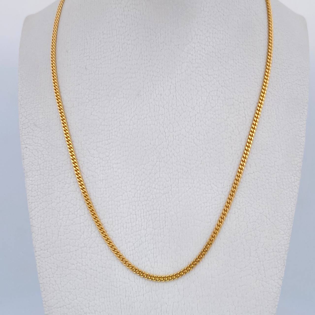 Cadena Cubana Tibetana 10.7gr / 60.7cm / 2mm Oro Amarillo +0 18K $