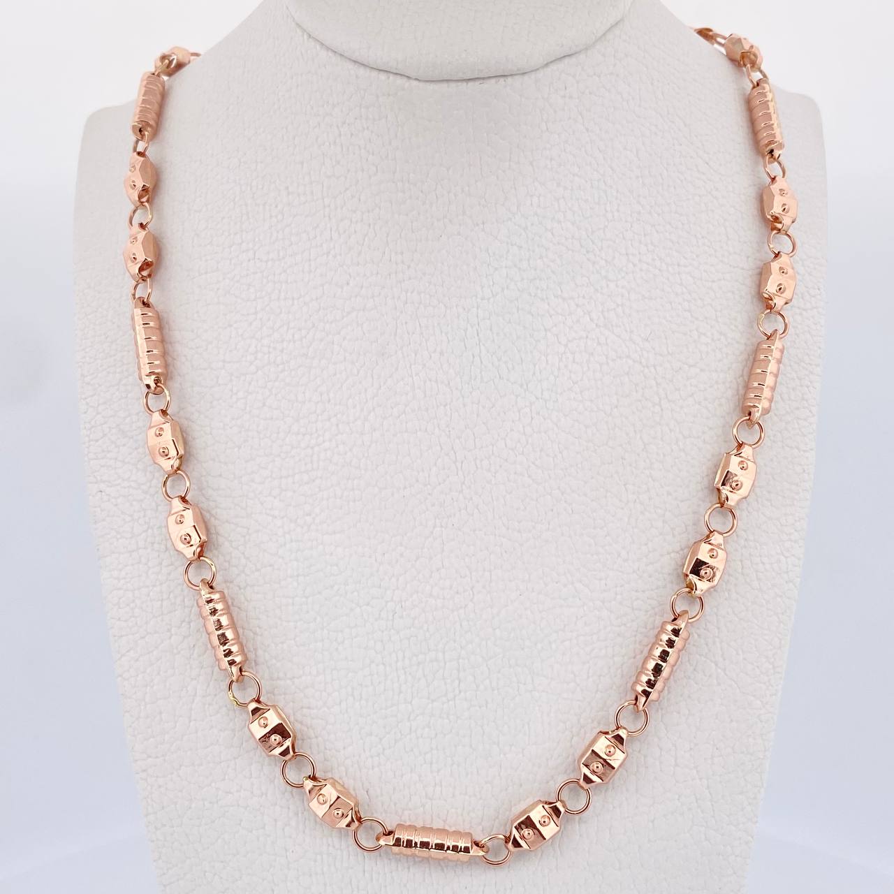 Cadena Rustica 14.4gr / 61.1cm / 3.9mm Barril Estria Oro Rosa 18K $