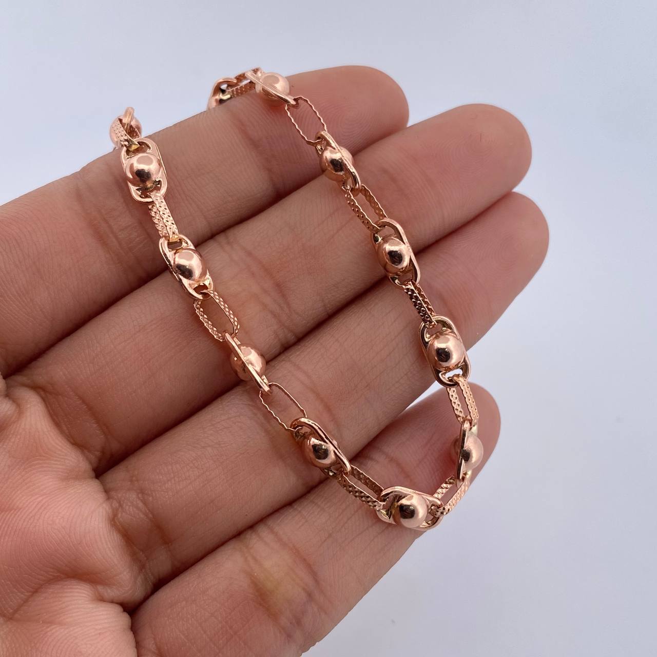Cadena Rustica Burbuja 12.95gr / 62.2cm / 4.7mm Oro Rosa18K $