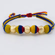Pulsera Tejida Tricolor Neopreno Bolas Diamantadas 8Mm / 3 Und Oro Amarillo 18K (A.C)
