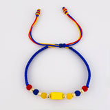 Pulsera Tejida Tricolor Circulo Bolas Diamantadas 4Mm / 6 Und Oro Amarillo 18K (A.C)