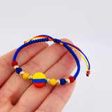 Pulsera Tejida Tricolor Circulo Bolas Diamantadas 4Mm / 6 Und Oro Amarillo 18K (A.C)