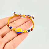 Pulsera Tejida Tricolor Circulo Bolas Diamantadas 4Mm / 6 Und Oro Amarillo 18K