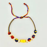 Pulsera Tejida Tricolor Circulo Bolas Diamantadas 6Mm / 6 Und Oro Amarillo 18K (A.C)