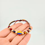 Pulsera Tejida Tricolor Circulo Bolas Diamantadas 6Mm / 6 Und Oro Amarillo 18K (A.C)