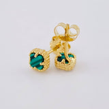 Topos Trebol Malaquita Verde 1.95 g / 7.25 mm Oro Amarillo 18K