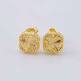 Topos Trebol Diamantado 1.9 g / 7.2 mm Oro Amarillo 18K