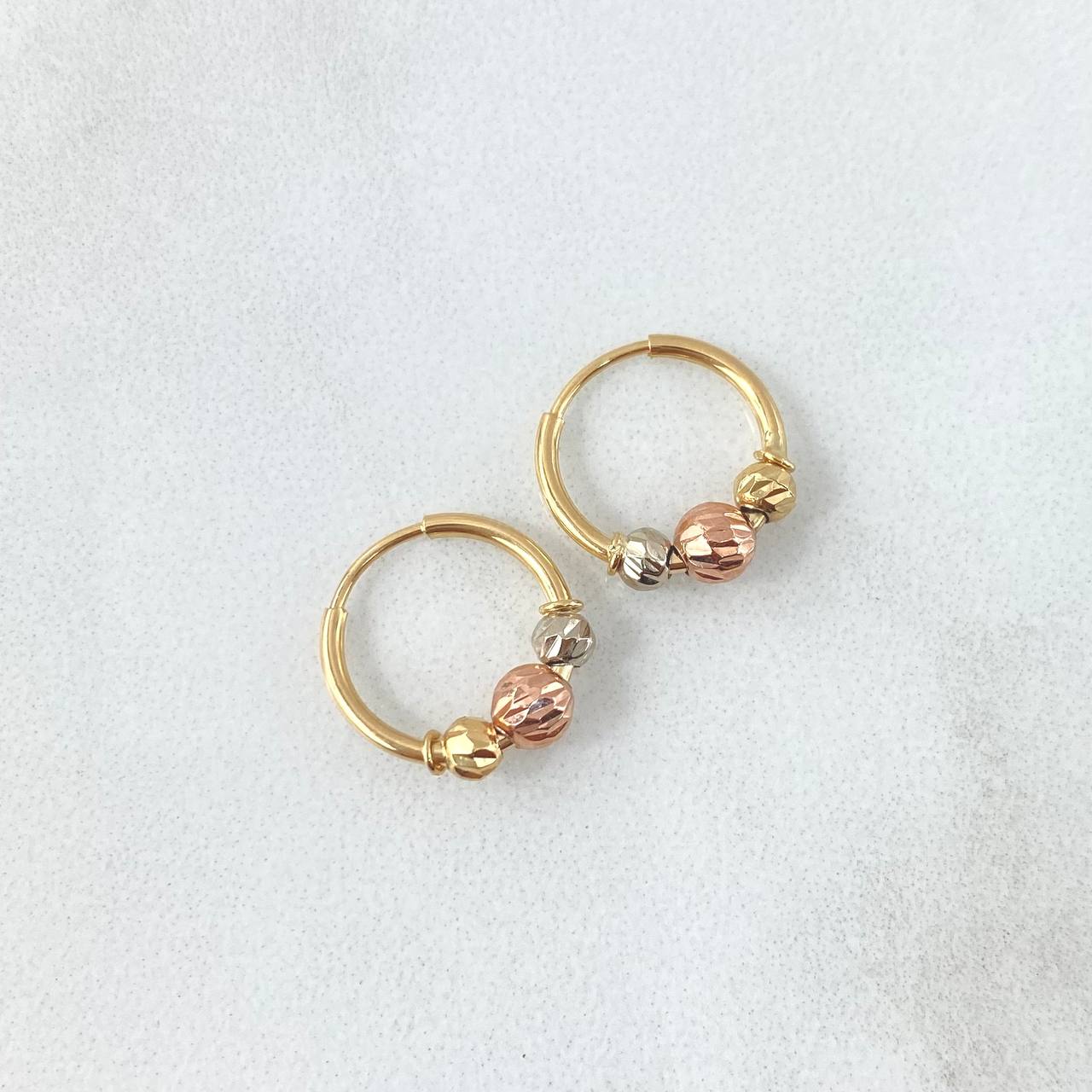 Candongas Aro 1gr / 1.1cm / 3mm-4mm Diamantada Tres Oros 18K