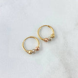 Candongas Aro 0.9gr / 1.1cm / 3mm Diamantada Tres Oros 18K