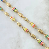 Cadena Rustica Barril Liso 12.9gr / 50cm / 5mm Cauchos De Colores Oro Amarillo 18K ©