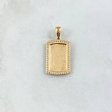 Dije Placa Rectangular Espejo 2.4gr / 2.6cm / Cargador Liso Circones Blancos Oro Amarillo 18K