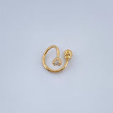 Piercing Espiral Cuatro Garras 0.5gr / 1cm / Oro Amarillo 18K &