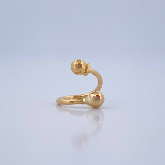 Piercing Espiral Bolas 0.45gr / 1cm / Oro Amarillo 18K &
