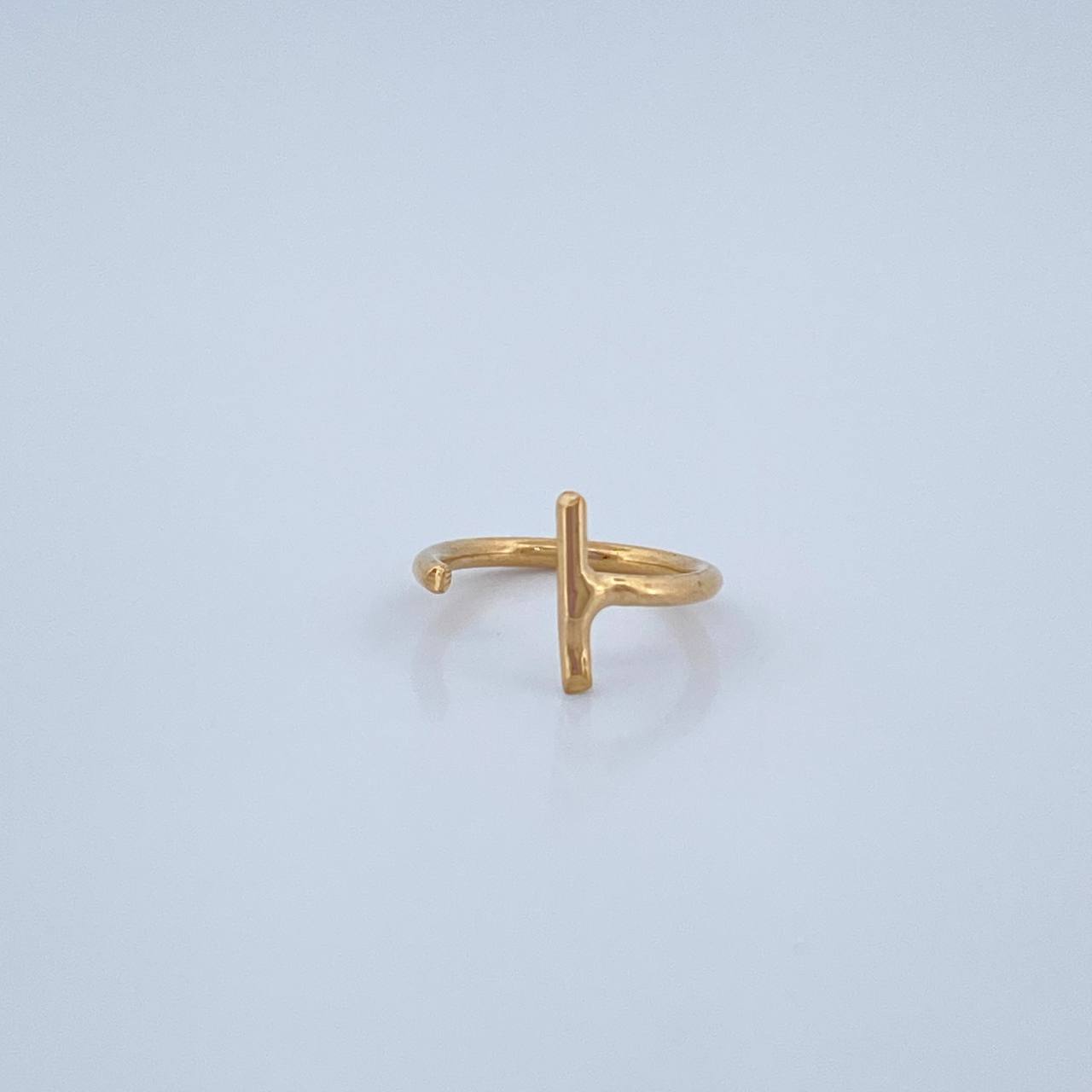 Piercing Earcuff Simulador Arco En T 0.3gr / 1cm / Oro Amarillo 18K &