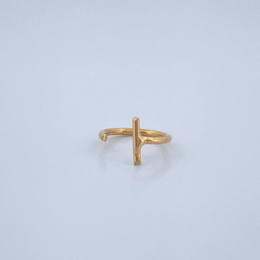 Piercing Earcuff Simulador Arco En T 0.3gr / 1cm / Oro Amarillo 18K &