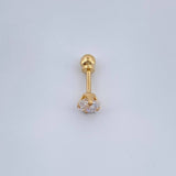 Piercing Cuatro Garras 0.4gr / 1cm / Oro Amarillo 18K &