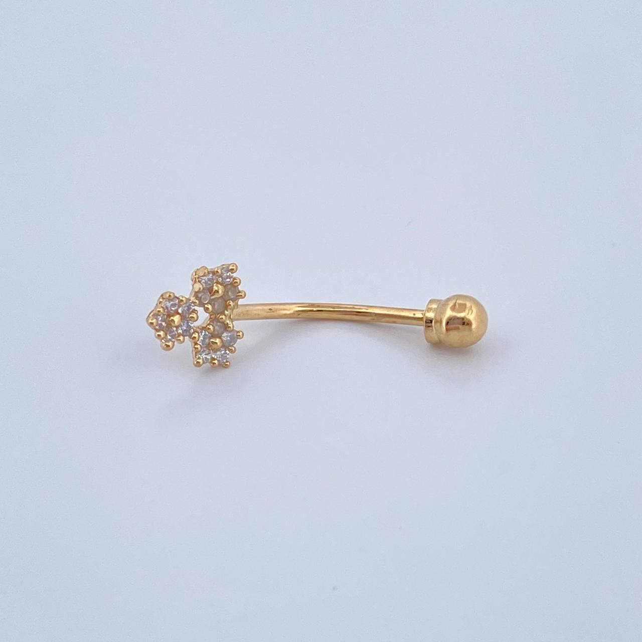 Piercing Curvo Triple Flor 0.45gr / 2cm / Oro Amarillo 18K &