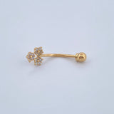 Piercing Curvo Triple Flor 0.45gr / 2cm / Oro Amarillo 18K &
