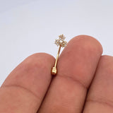 Piercing Curvo Triple Flor 0.45gr / 2cm / Oro Amarillo 18K &