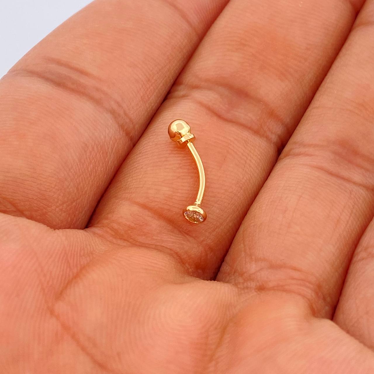 Piercing Curvo Bisel 0.3gr / 1cm / Oro Amarillo 18K &