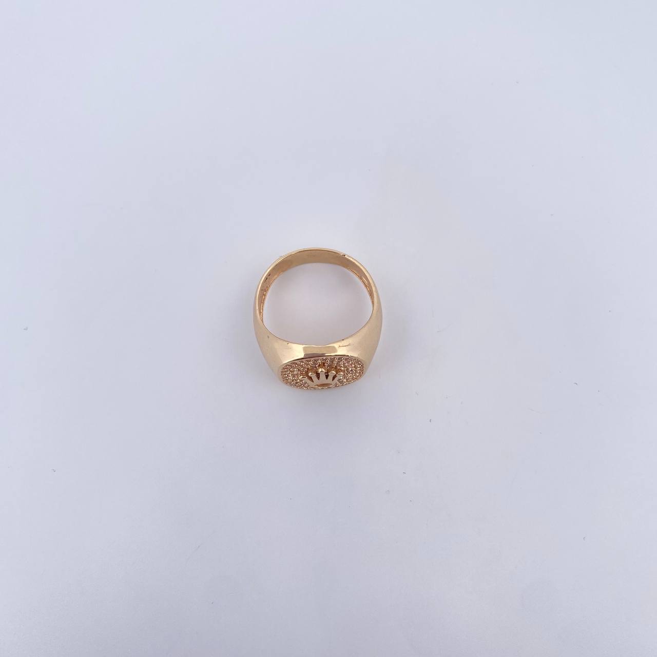 Anillo Corona Rx 5.4gr / T8 1/4 / Oro Amarillo Circones Blancos 18K $