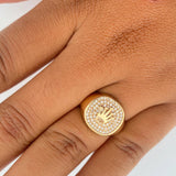 Anillo Corona Rx 5.4gr / T8 1/4 / Oro Amarillo Circones Blancos 18K $
