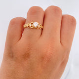 Anillo Solitario 2.2gr / T5 / Corazones Oro Amarillo Circones Blancos 18K $