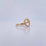 Anillo Circulo Hojas 1.6gr / T6 / Circones Blancos Oro Amarillo 18K &