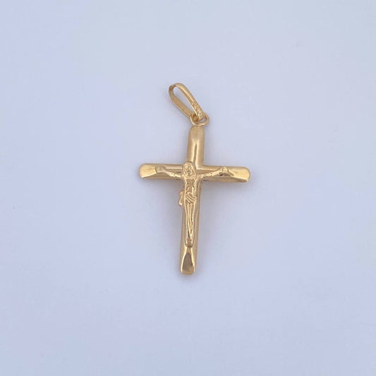 Dije Cruz Cristo 0.9gr / 3.4cm / Puntas Planas Oro Amarillo 18K &