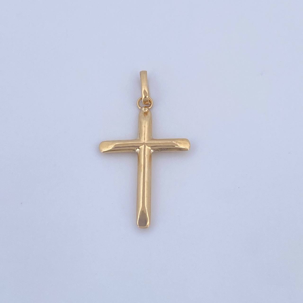 Dije Cruz 0.9gr / 3.4cm / Puntas Planas Oro Amarillo 18K &