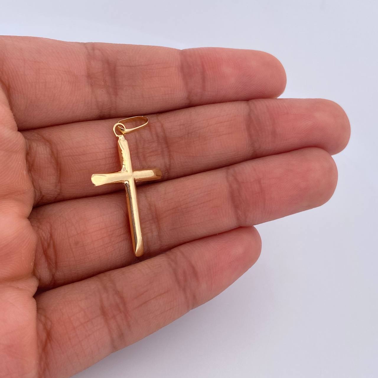 Dije Cruz 0.9gr / 3.4cm / Puntas Planas Oro Amarillo 18K &