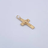 Dije Cruz Cristo San Benito 0.7gr / 2.6cm / Oro Amarillo 18K &