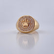 Anillo Corona Rx 5.4gr / T8 1/4 / Oro Amarillo Circones Blancos 18K $