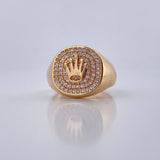 Anillo Corona Rx 5.4gr / T8 1/4 / Oro Amarillo Circones Blancos 18K $