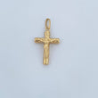 Dije Cruz Cristo 1.4gr / 3.2cm / Baston Rayado Oro Amarillo 18K &