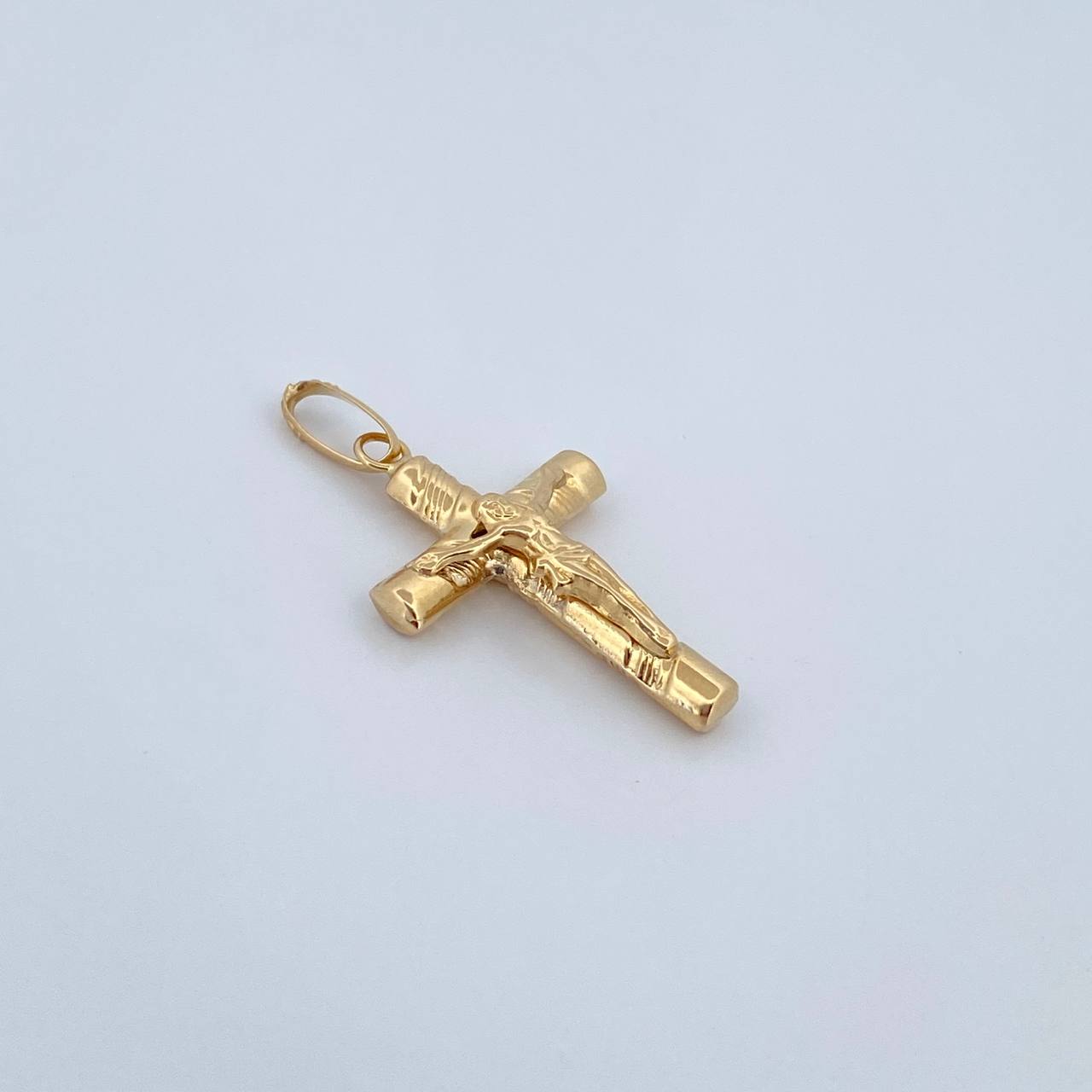 Dije Cruz Cristo 1.4gr / 3.2cm / Baston Rayado Oro Amarillo 18K &