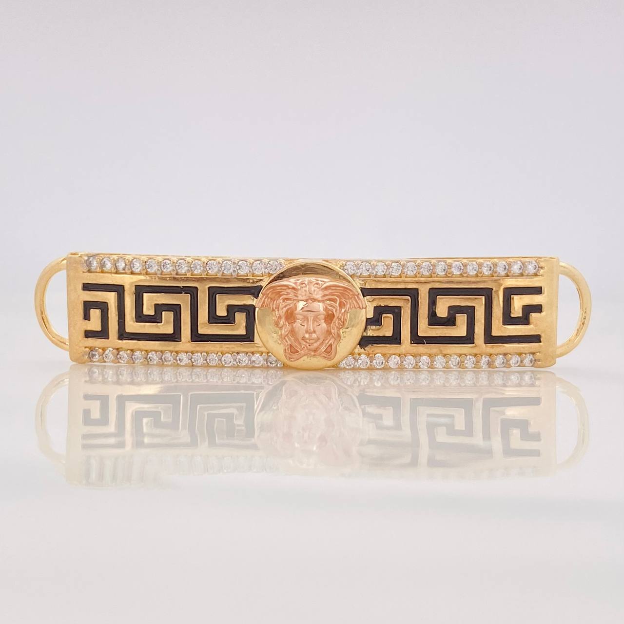 Herraje Placa Rectangular Medusa 4.85g / 4.5cm Dos Oros Amarillo Rosa 18K
