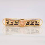 Herraje Placa Rectangular Medusa 4.85g / 4.5cm Dos Oros Amarillo Rosa 18K