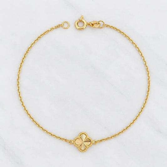 Pulso Aro Seguido Trebol 1.25g / 19cm / 1.1mm Oro Amarillo 18K