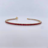 Pulso Tennis 7.7gr / 18.3cm / 2.2mm Circones Blancos Fucsias Oro Amarillo  18K &