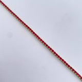 Pulso Tennis 7.7gr / 18.3cm / 2.2mm Circones Blancos Fucsias Oro Amarillo  18K &