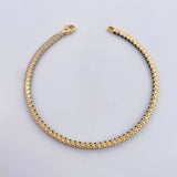 Pulso Tennis 7.55gr / 18.2cm / 2.2mm Circones Blancos Azules Oro Amarillo 18K &