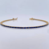 Pulso Tennis 3.3gr / 16.8cm / 1.45mm Circones Azules Oro Amarillo  18K &