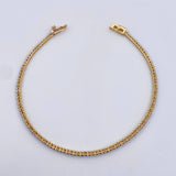 Pulso Tennis 3.3gr / 16.8cm / 1.45mm Circones Azules Oro Amarillo  18K &