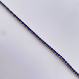 Pulso Tennis 3.3gr / 16.8cm / 1.45mm Circones Azules Oro Amarillo  18K &