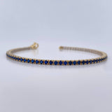 Pulso Tennis 7.55gr / 18.2cm / 2.2mm Circones Blancos Azules Oro Amarillo 18K &