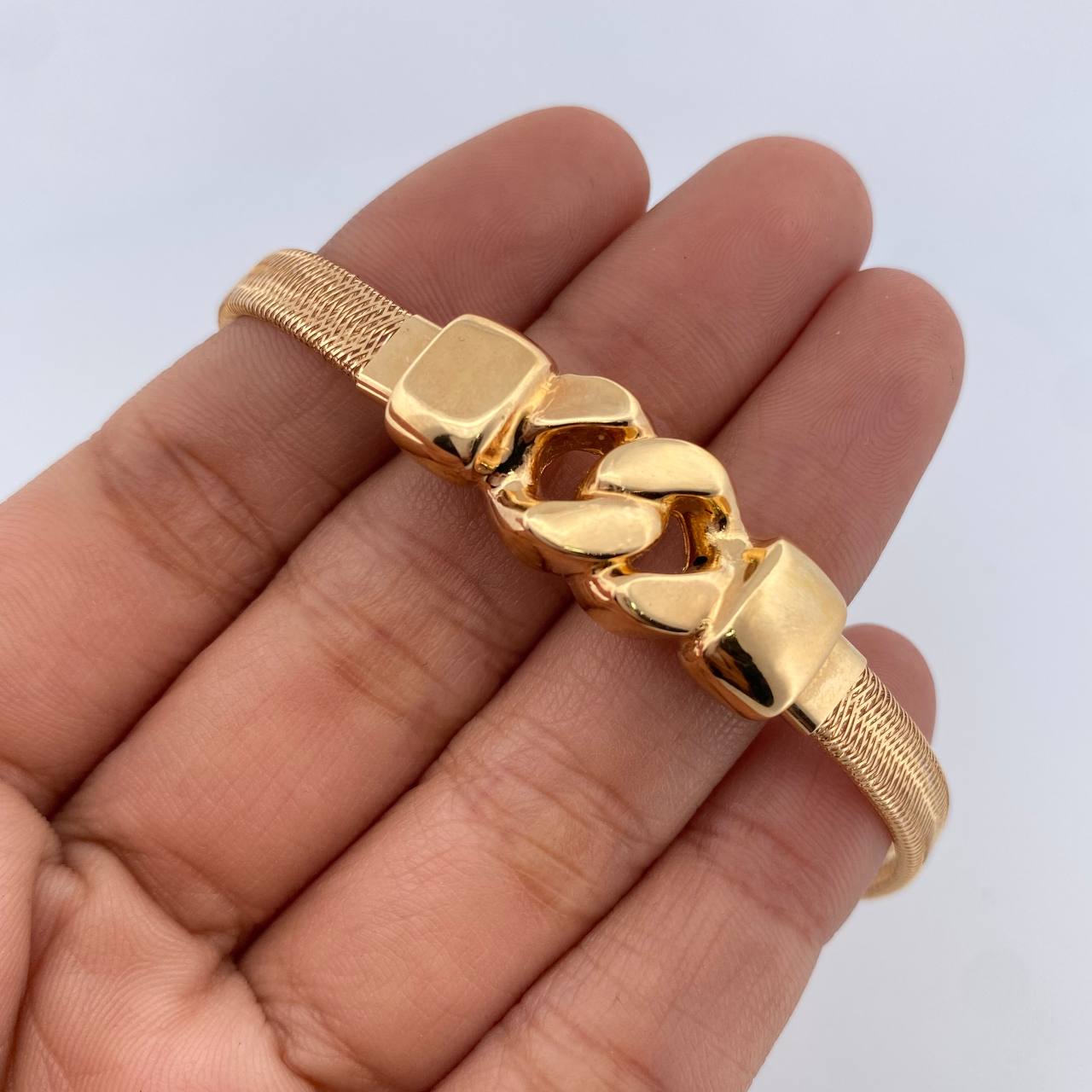 Pulso Reticulado Cubano 3.45gr / 19cm / 6mm Oro Amarillo +0 18K &