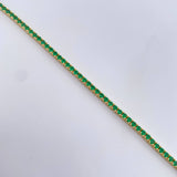 Pulso Tennis 7.5gr / 18.3cm / 2.16mm Circones Blancos Verdes Oro Amarillo 18K &