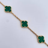 Pulso Trebol Aro Seguido 10.35gr / 20cm / 2.2mm Malaquita Verde Oro Amarillo Nac.Esp. 18K $