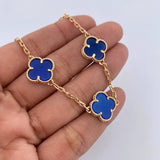 Pulso Trebol 10.75gr / 20.3cm / 2mm Lapislazuli Oro Amarillo Nac.Esp. 18K $